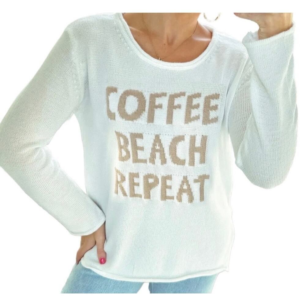 COFFEE BEACH REPEAT Lightweight Knit SWEATER, size large
